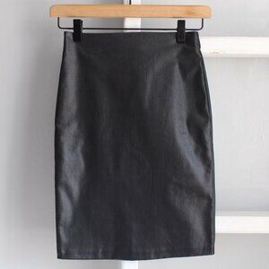 All Saints Black Faux Leather Back Zipper Metal Pencil Skirt Size 0